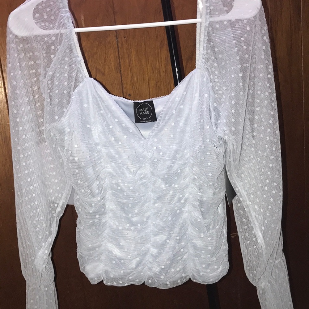 Size Large, Madi Mase, Light Blue dress shirt. Brand New, Tag still on